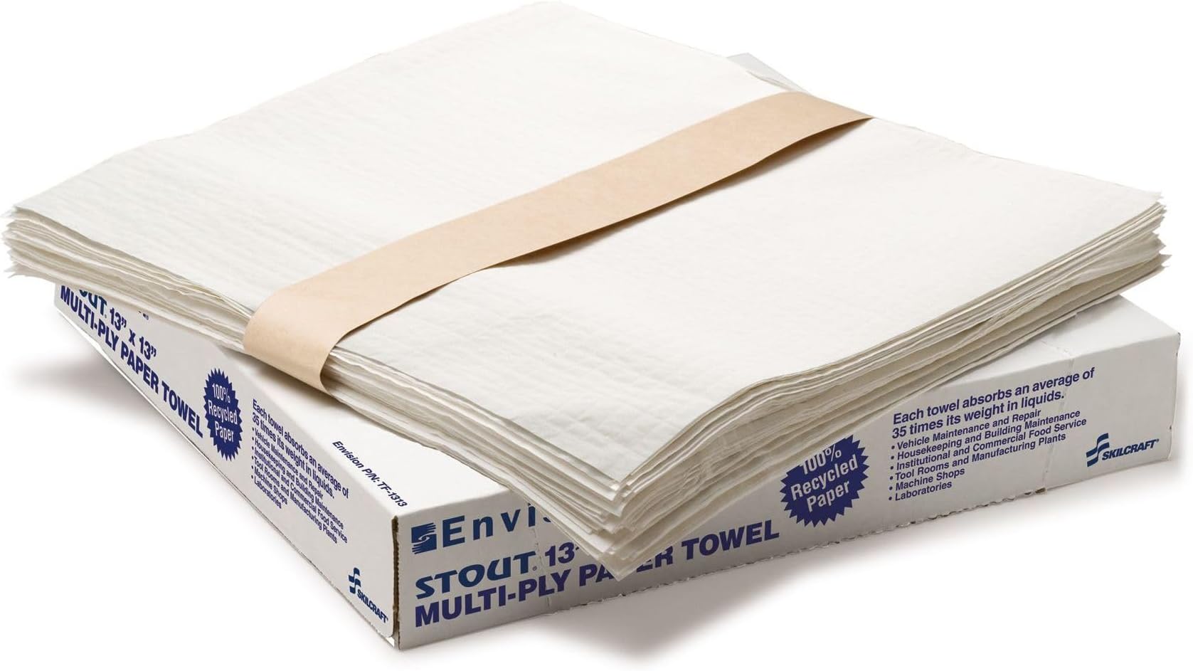 Stout by Envision Absorbent Wiping Towels, 13"x18", 1000 Towels Per Case, Heavy-Duty, Unique Multi-ply Design, Nylon Scrim
