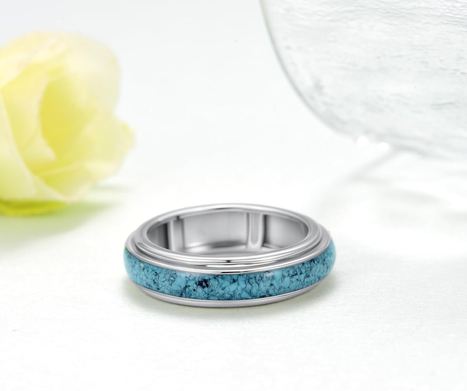 Turquoise Fidget Spinner Ring 925 Sterling Silver Anxiety Rings Turquoise Jewelry Gifts for Women