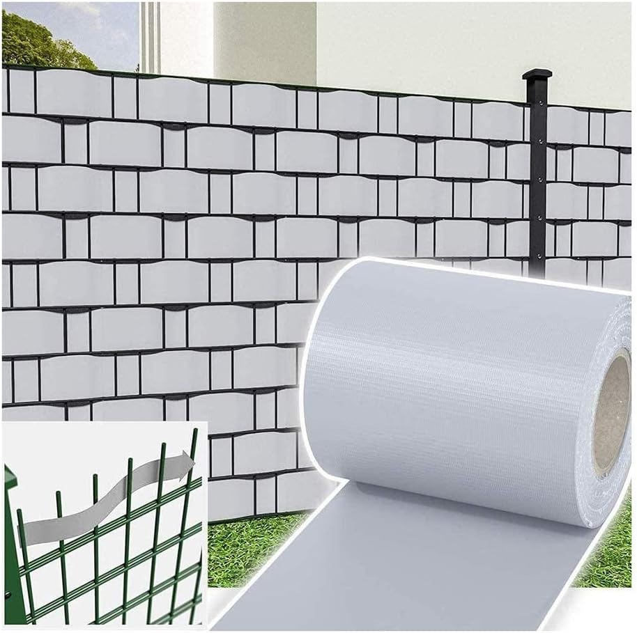 PVC Privacy Screen Strips for Metal Parallel Bars Fence Outdoor 100% Blocked Sight UV Protection Decoration for Garden Balcony Cover with Clips, 21 Sizes (Color : Gray, Size : 0.19x