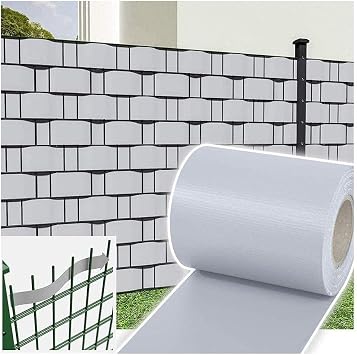 GDMING PVC Privacy Screen Strips for Metal Parallel Bars Fence Outdoor 100% Blocked Sight UV Protection Decoration for Garden Balcony Cover with Clips, 21 Sizes Color Gray, Size 0.19x70m