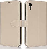 Vista 6 de Funda tipo cartera para iPhone XR con tarjetero, para iPhone Xr para mujeres y hombres, piel sintética a prueba de golpes con hebilla magnética