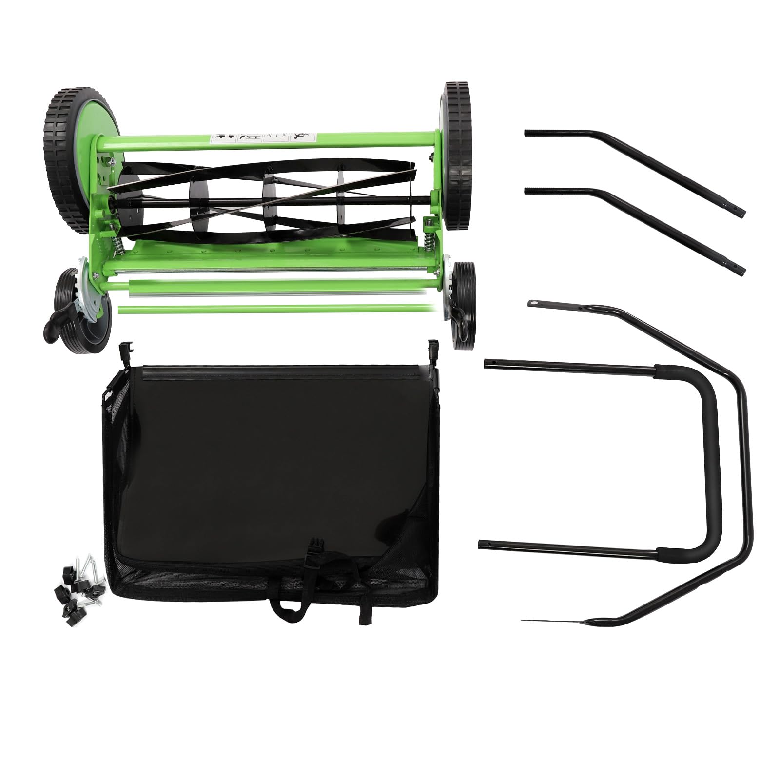 Tondeuse à gazon manuelle hélicoïdale 5 lames 50 cm sac de récupération roues antidérapantes