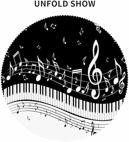 Miniatura 7 de Mantel redondo de música, teclas de piano, notas musicales, color blanco y negro, resistente al agua, de poliéster, mantel decorativo para cocina,