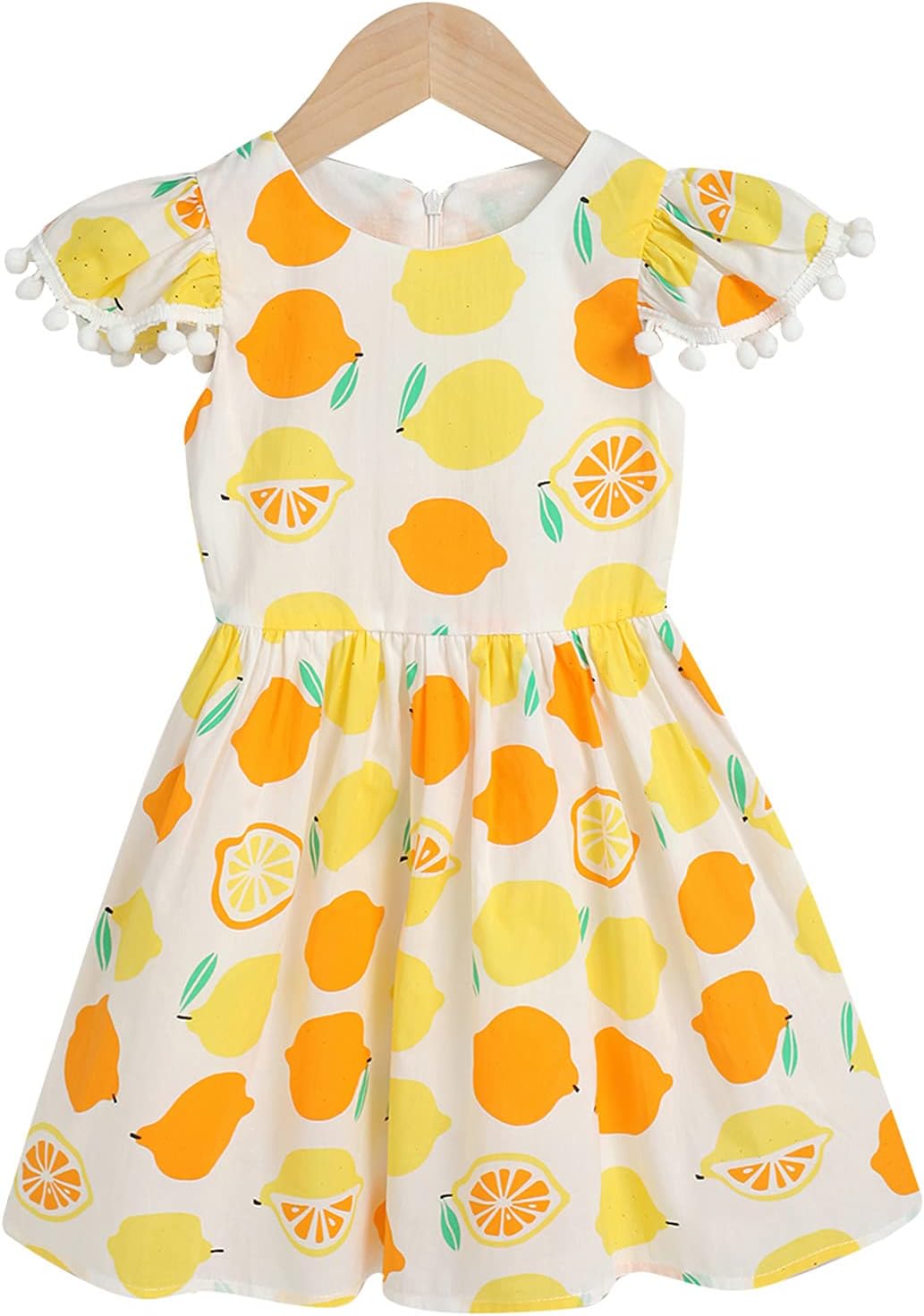 Lutents 幼児キッズベビーガールズフライスリーブタッセルレモンドレスビーチドレス服 子供服 ベビー服 ロンパース 赤ちゃん服 期間限定で特別価格 キッズ服 ワンピース パジャマ カバーオール 女の子 男の子 新生児 洋装 上下セット パーカー トレーナー 柔らかい 文化祭
