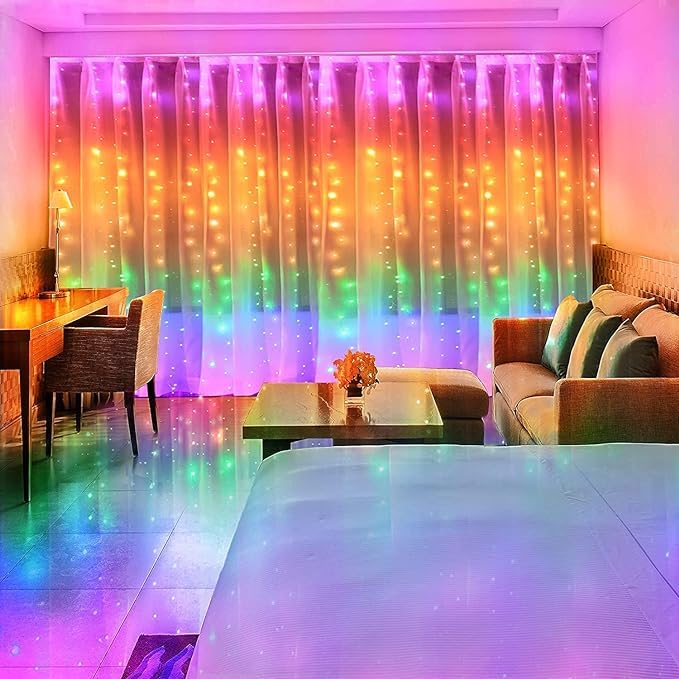 Lexton Curtain Lights | Multicolor | Plug Sourced | 8 Lighting Modes | Pack of 1 | Curtain Light for Room Decoration, Party, Occasionally Décor