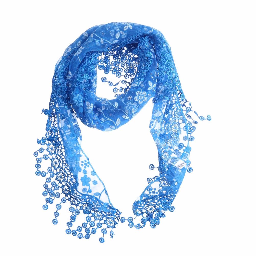Lightweight Vintage Triangle Tassel Scarf Shawl Women Elegant Floral Lace Scarf