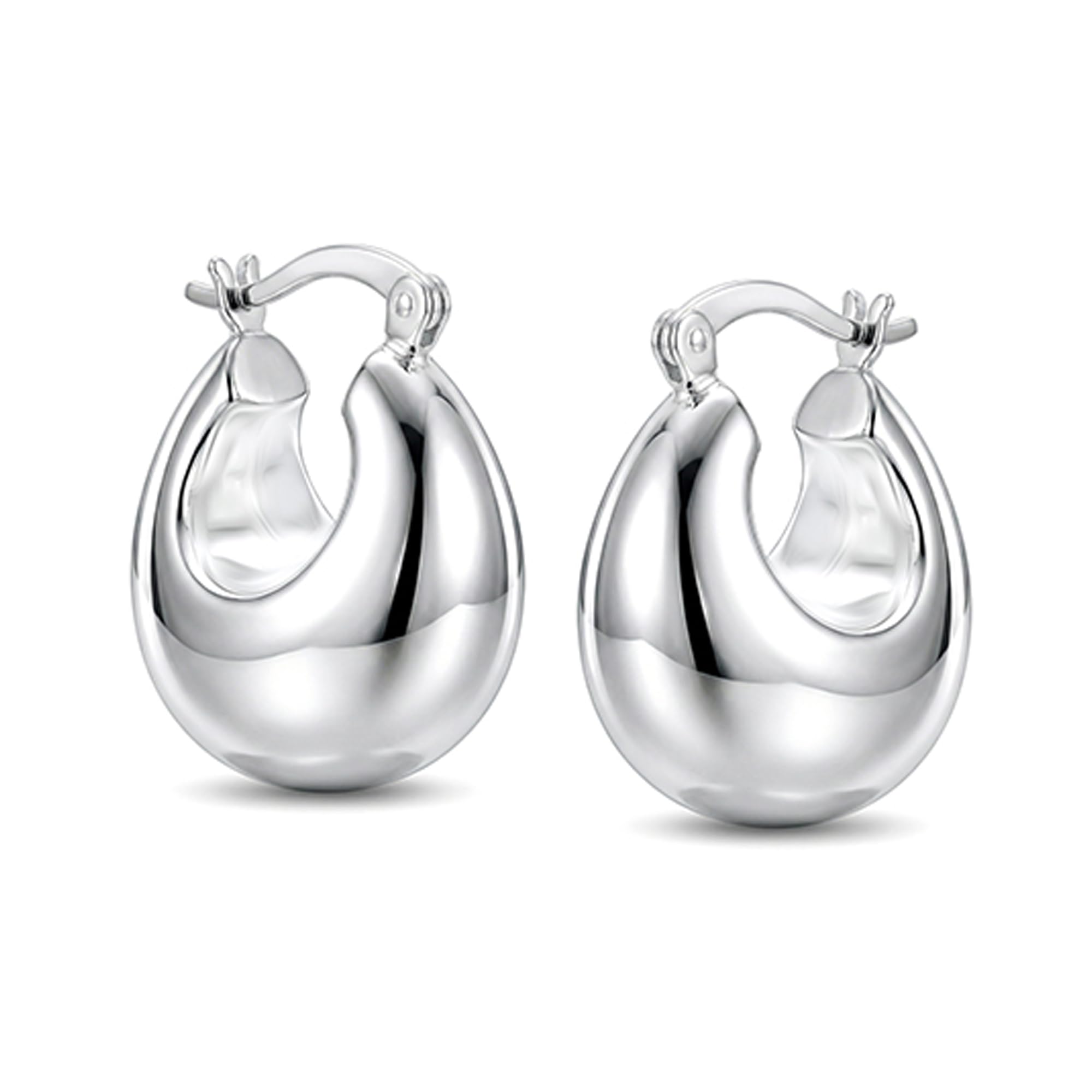 925 Sterling Silver Hoop Earrings for Women & Girls | Elegant Designer Hoop Earrings Collection | Classic, Modern & Minimal Silver Fashion Jewelry | Everyday Wear & Gifting Earrings-image-1