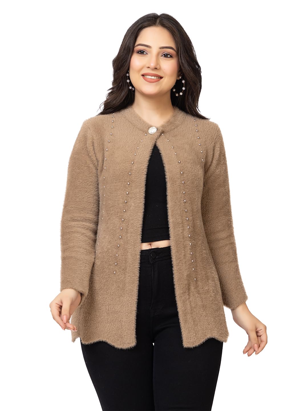 Women’s Winter Cardigan | Soft Blended Stretchable Yarn | Front-Open Long Sleeve Sweater for Women