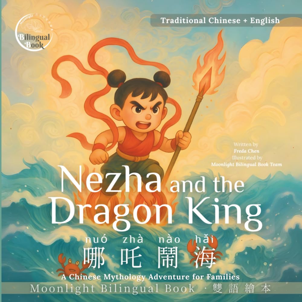 Nezha and the Dragon King: A Chinese Mythology Bilingual Chinese-English Storybook for Families, Traditional Chinese (Moonlight Bilingual Stories｜月光雙語故事書系列【繁體中文版】)