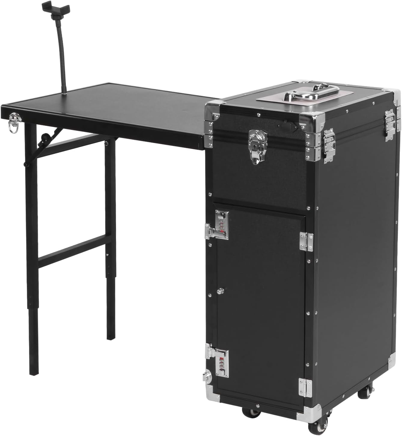 Professional Foldable & Portable Manicure Table,Large Capacity with Wheel & Drawers Rolling Nail Technician Workstation for Manicurist Cosmetologist Beautician