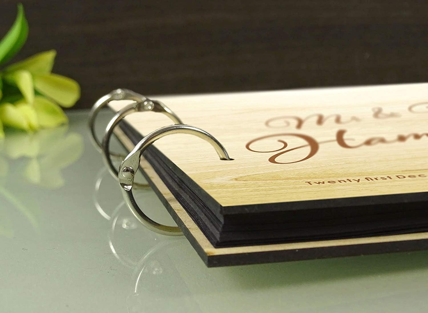 Darling Souvenir Mr. & Mrs. Wedding Guestbook Custom Rustic Wooden Engraved Advice Book Personalized Gift