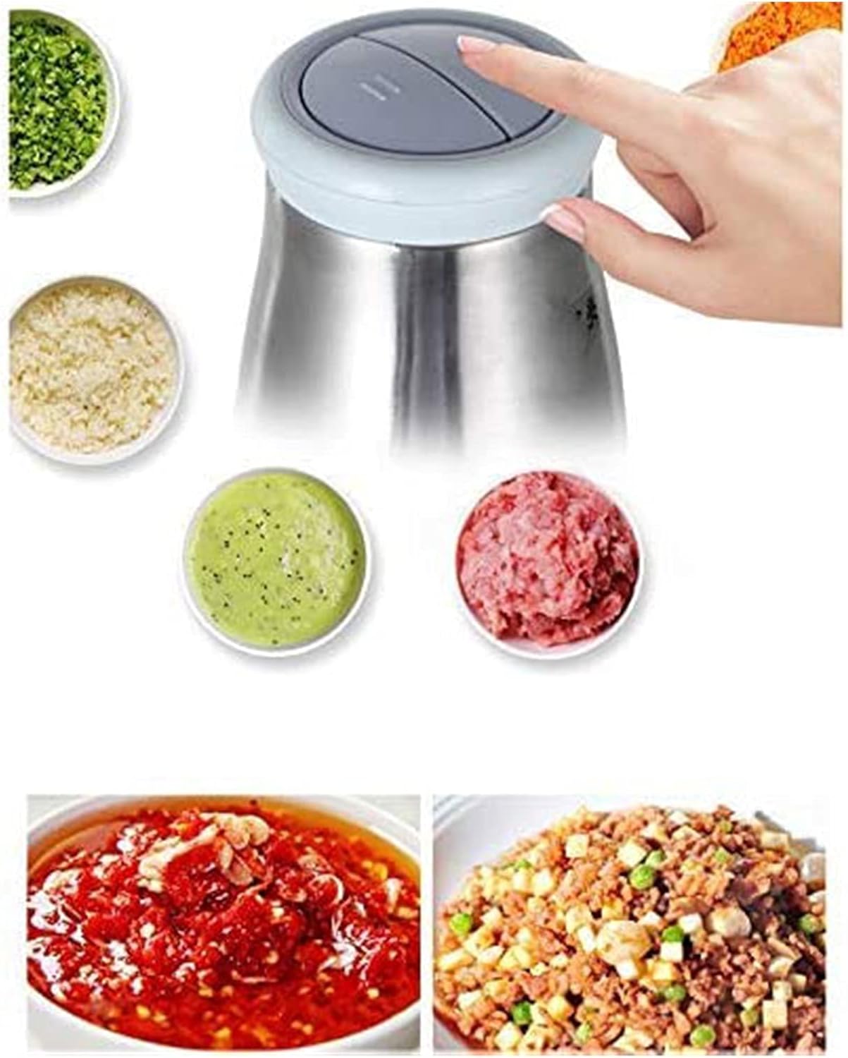 Meat Grinder Food Chopper 3L Stainless Steel Mini Food Processor for Meat Vegetables Fruits and Nuts Stainless Steel Bowl and 5 Blades 250 W