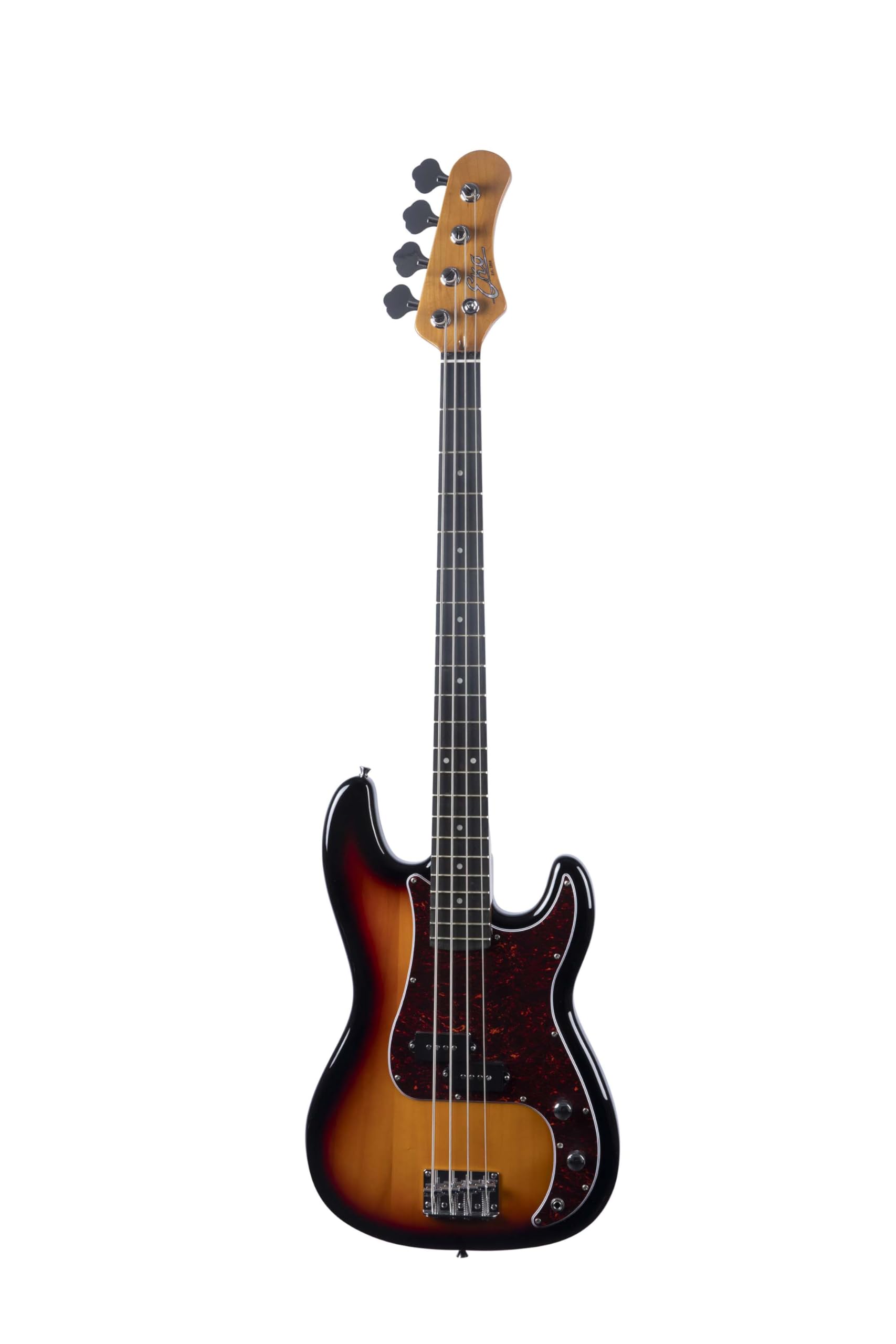 EKO GUITARS – Basse Électrique PB‑300, Corps en Peuplier, Manche en Érable, Touche en Laurier, 2 Micros Split-Coil, Pont Vintage, 21 Frettes, Couleur Sunburst