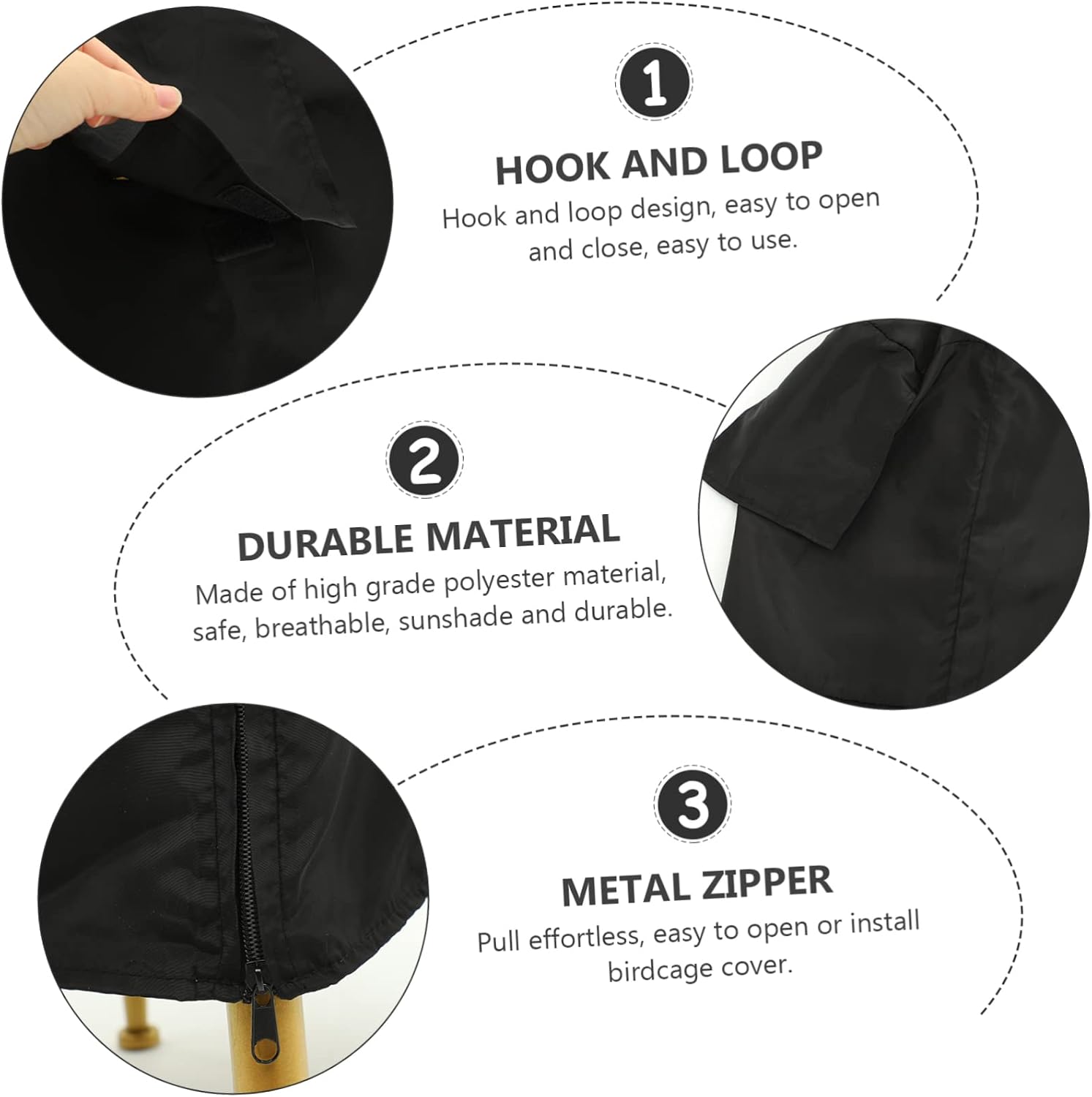 Birdcage Cover Black Polyester Protective Cage Protector Breathable Light Blocking Sunshade for Pet Birds Parakeets Washable