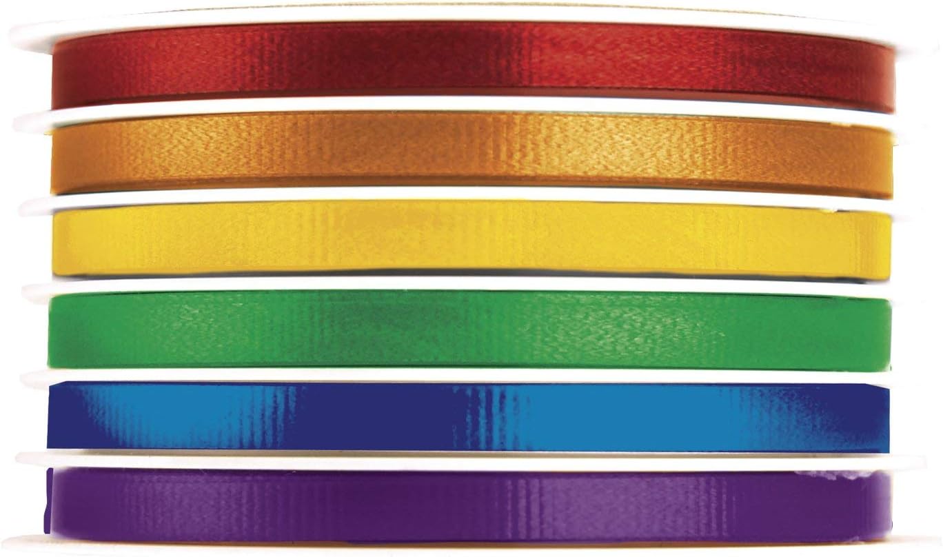Jillson & Roberts Multi Curling Ribbon Mix, Rainbow (6 Spools)