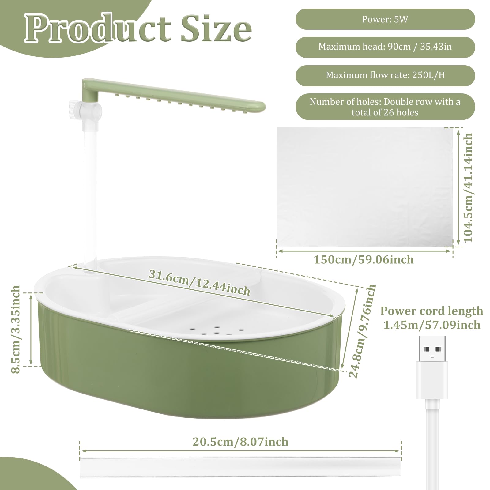Vogeldusche Wellensittich,Automatische Vogel Badewanne mit Einstellbar Wasserdurchfluss,USB Stromschleife Vogeltränke mit Wasserdichtes Tuch für Wellensittiche,Kanarienvögel, Nymphensittiche (stil 2) - 2