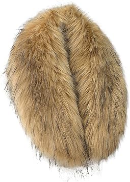 Faux Fur Trim for Hood Replacement Detachable Fur Hood Trim of Winter Coat Unisex, Artificial Faux Fur Collar Scarf Hood Collar Shawl Stole Neck Warmer for Winter Coat Sweater Jacket