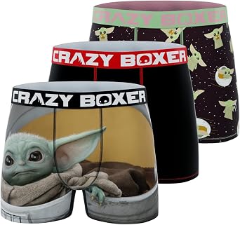 CRAZYBOXER Mens Underwear The Mandalorian Vhs Non-slip waistband Soft Boxer Brief Distortion-free Pack 3