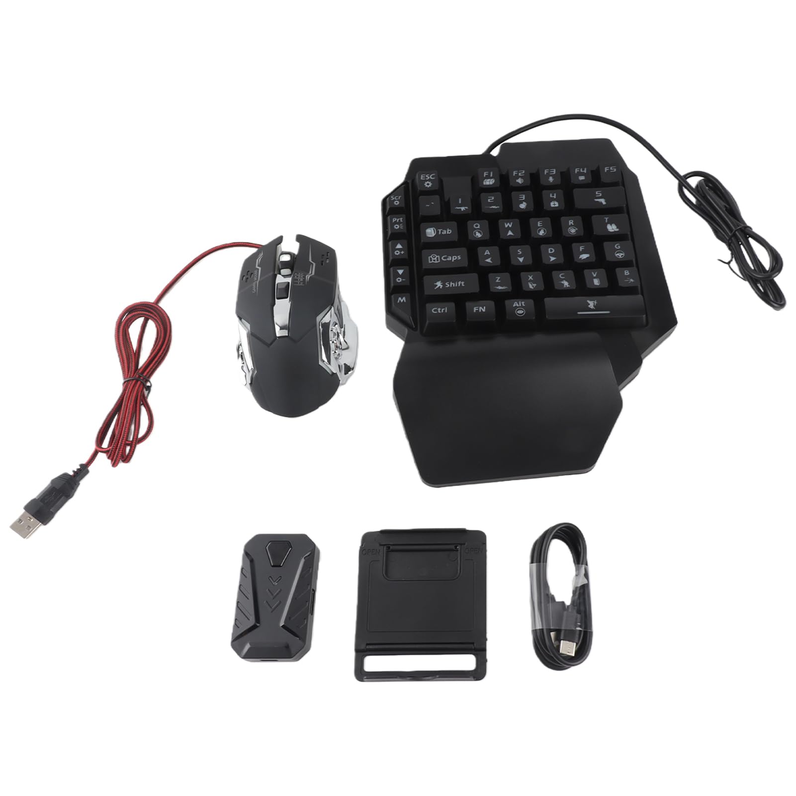 Combo de teclado y mouse para juegos, teclado mecánico retroiluminado con cable con soporte para teléfono, consola de juegos convertidor para win2000, winXP, ME, Vista7, Vista8, etc. (Mix lite+F6+G2)