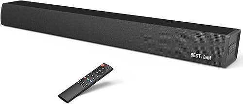 Miniatura 1 de BESTISAN Barras de sonido para TV, barra de sonido de 16.5 pulgadas con entradas ópticas, AUX, USB y Bluetooth, barra de sonido para TV (DSP, TREB y