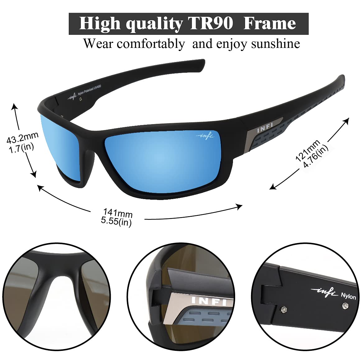 INFI Gafas de sol polarizadas de pesca para hombres y mujeres deportes gafas de sol protección UV