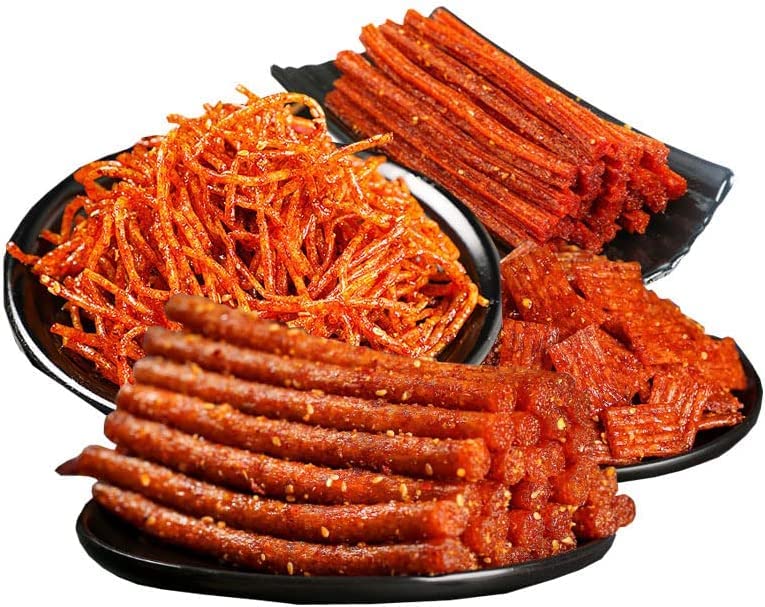 Miniatura 2 de Spicy Strip Pequeño Gluten Picante Seda Dulce Sabor Picante Bocadillos Chinos Bocadillos instantáneos Bocadillos picantes de ocio 3.56 oz bolsas