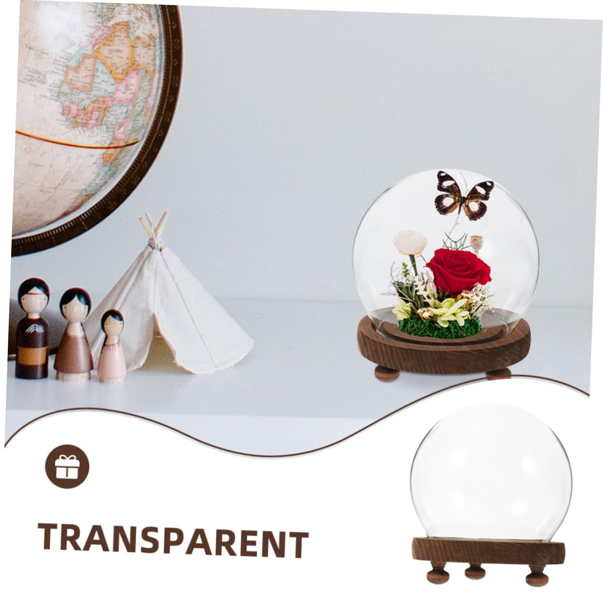 Cabilock Elegante Vaso A Campana in Con Cupola Espositore Floreale Copertura Per Piante Sfere Di Neve Terrario in Con Coperchio Decorazione Per La Casa