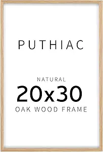 puthiac 20x30 Oak Wood Picture Frames -20"x30" Poster Frames for Wall, 20x30 Picture Frames for Wall, 20 x 30 Picture Frame, 20 x 30 Frame(1 Pack, Beige)