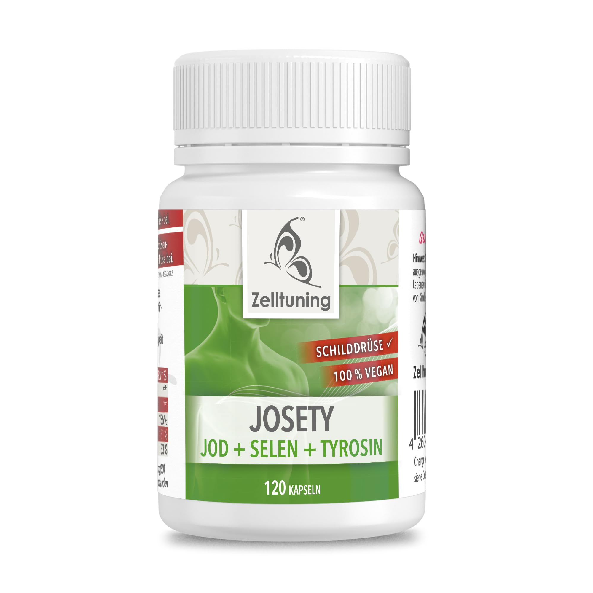 Jod Tabletten JOSETY Schilddrüse Komplexmittel - Hochdosiertes Jod Selen Tyrosin für die Schilddrüse. 4 Monats-Kur Ohne unerwünschte Zusätze, Zelltuning Jod Hochdosiert Komplex aus Deutschland.