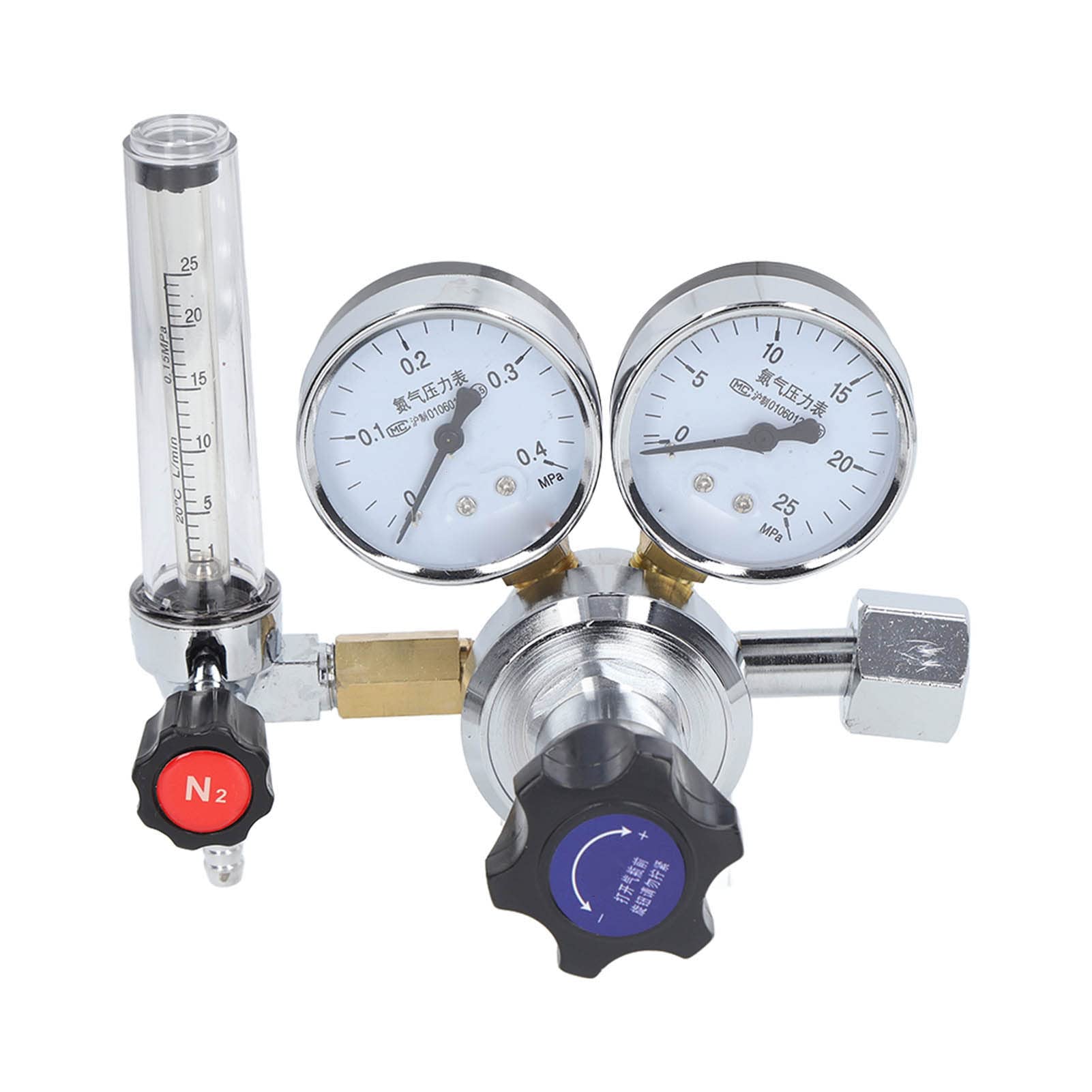Oumefar Válvula Reguladora de Gas Nitrógeno, Válvula de Latón, Control de Alta Precisión para Laboratorio, Fabricación Industrial, 1 Reguladora de Gas Nitrógeno