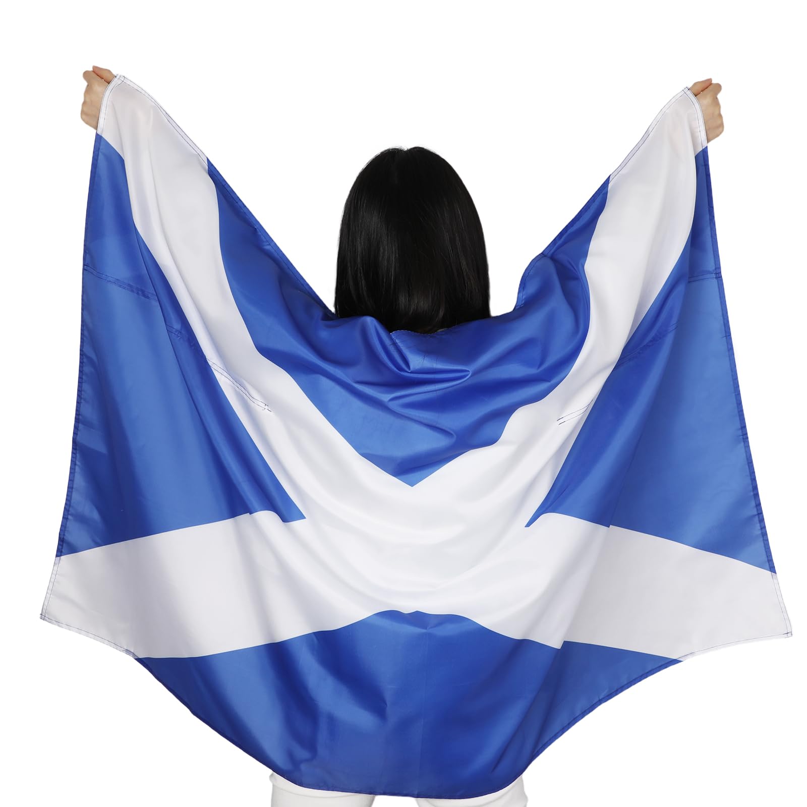 Wearable Cape Scotland Flag 5ft x 3ft - Large National St Andrews Cross Flag Fabric Body Wrap for Football Sports Events Fan Support Parades, Vivid Color Fade Proof Polyester Scottish Flags 90*150CM
