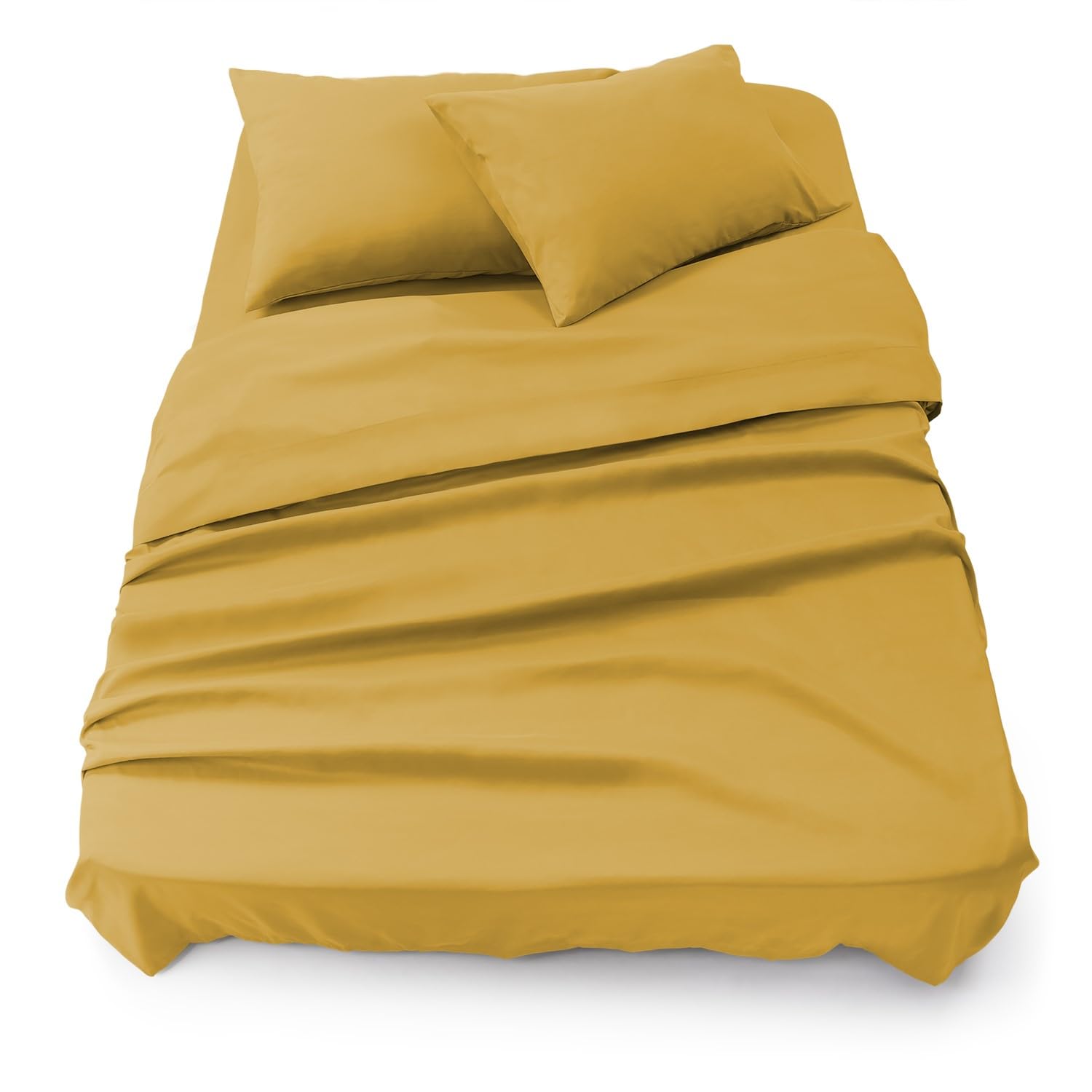 Blumtal Completo lenzuola matrimoniali 3pz - completo letto matrimoniale certificato OEKO-TEX - lenzuolo con angoli 180x200x30cm + lenzuolo 280x275cm + federa cuscino 50x80cm in microfibra - in giallo