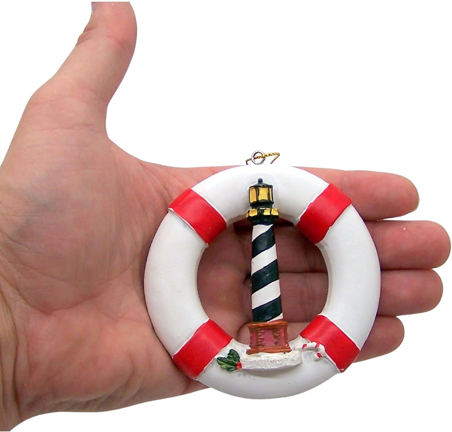 Set of 2 Nautical Lighthouse and Life Ring Christmas Ornaments - 3.25-Inch Holiday Decorations