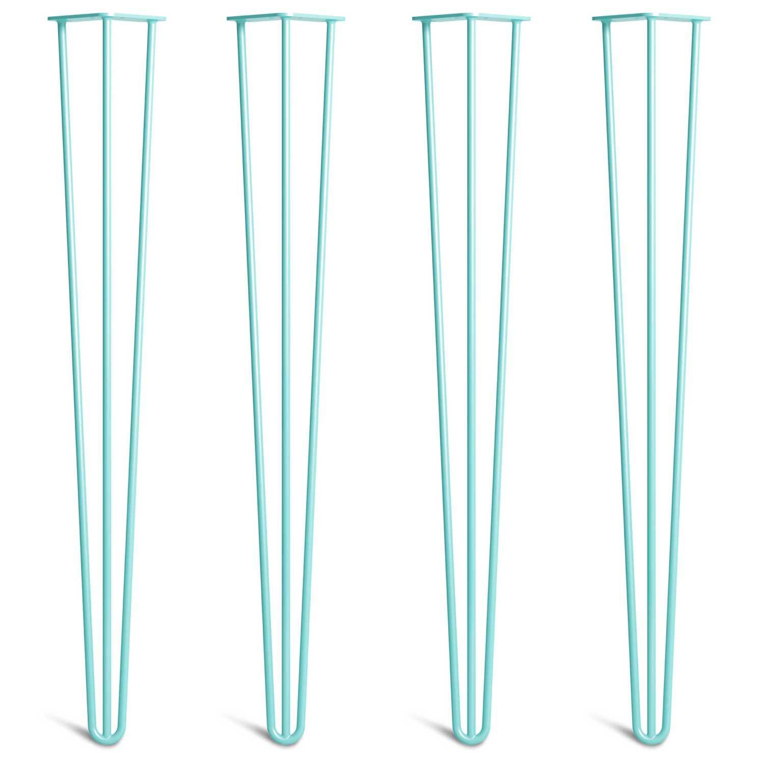 [HLC] 4 x Hairpin Table Legs – Superior Double Weld Steel Construction With Screws, Build Guide & Protector Feet Worth £8 Included! – 10mm Steel [34"/86cm,Duck Egg]