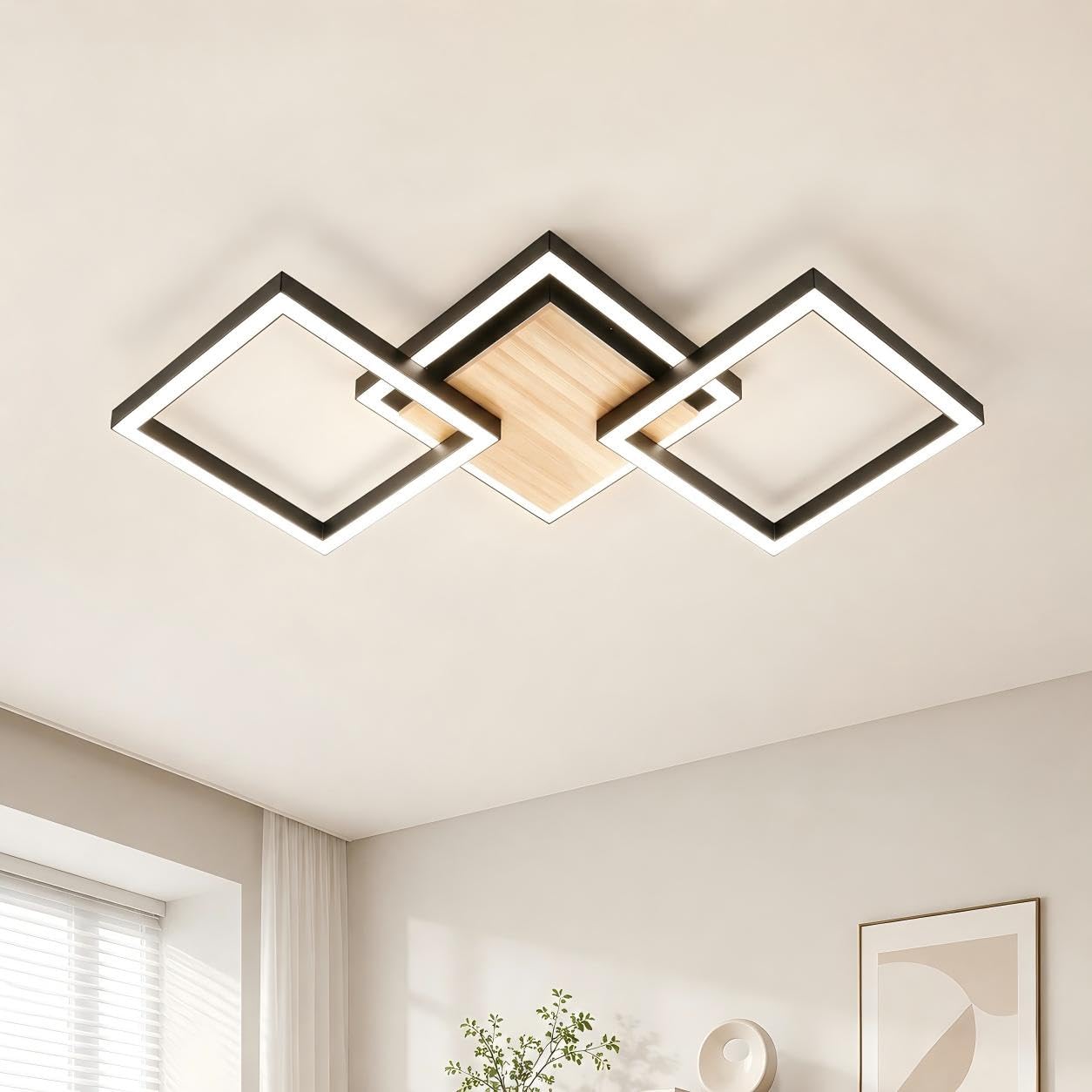 BrightFly LED Techo, 24W Moderna Lámpara de Techo LED, 3100LM Blanco Frío 6500K, Cuadrado Luz de Techo del Para Corredor Baño Cocina Sala de Estar Dormitorio Pasillo