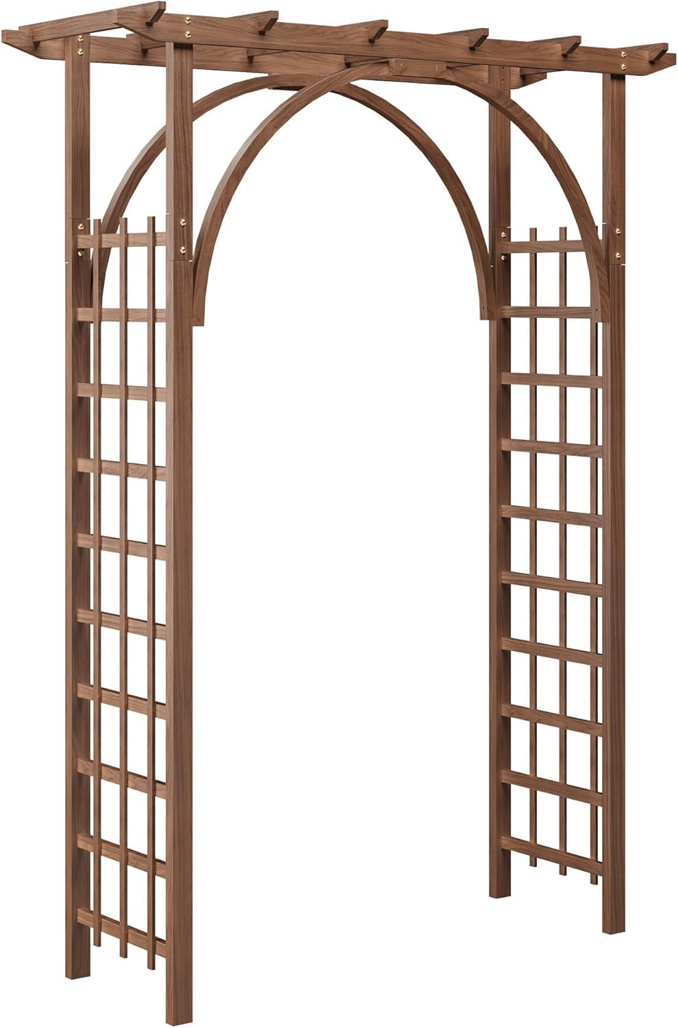 Garvee Gartenbogen Holz 215 cm – Stabiler Rosenbogen & Hochzeitsbogen | Natur-Fichtenholz, witterungsbeständig, stabiles Gitter-Design, schneller Aufbau, für Kletterpflanzen geeignet
