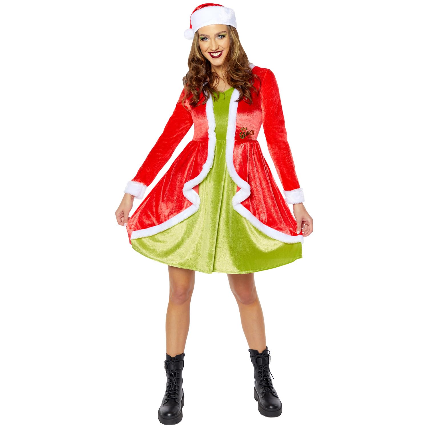 Amscan 9918321 - Women's Official the Grinch Classic Adults Christmas Fancy Dress Costume Size: 8-10