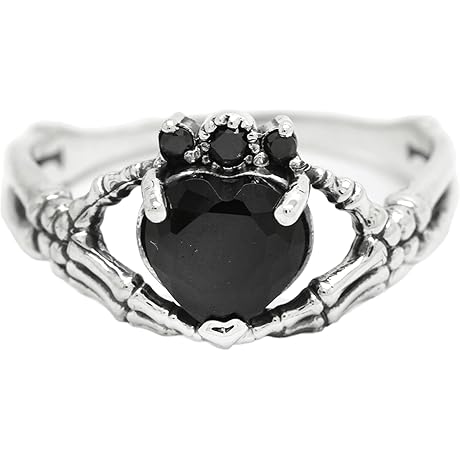 Sterling Silver Gothic Skull Engagement Ring for Women
