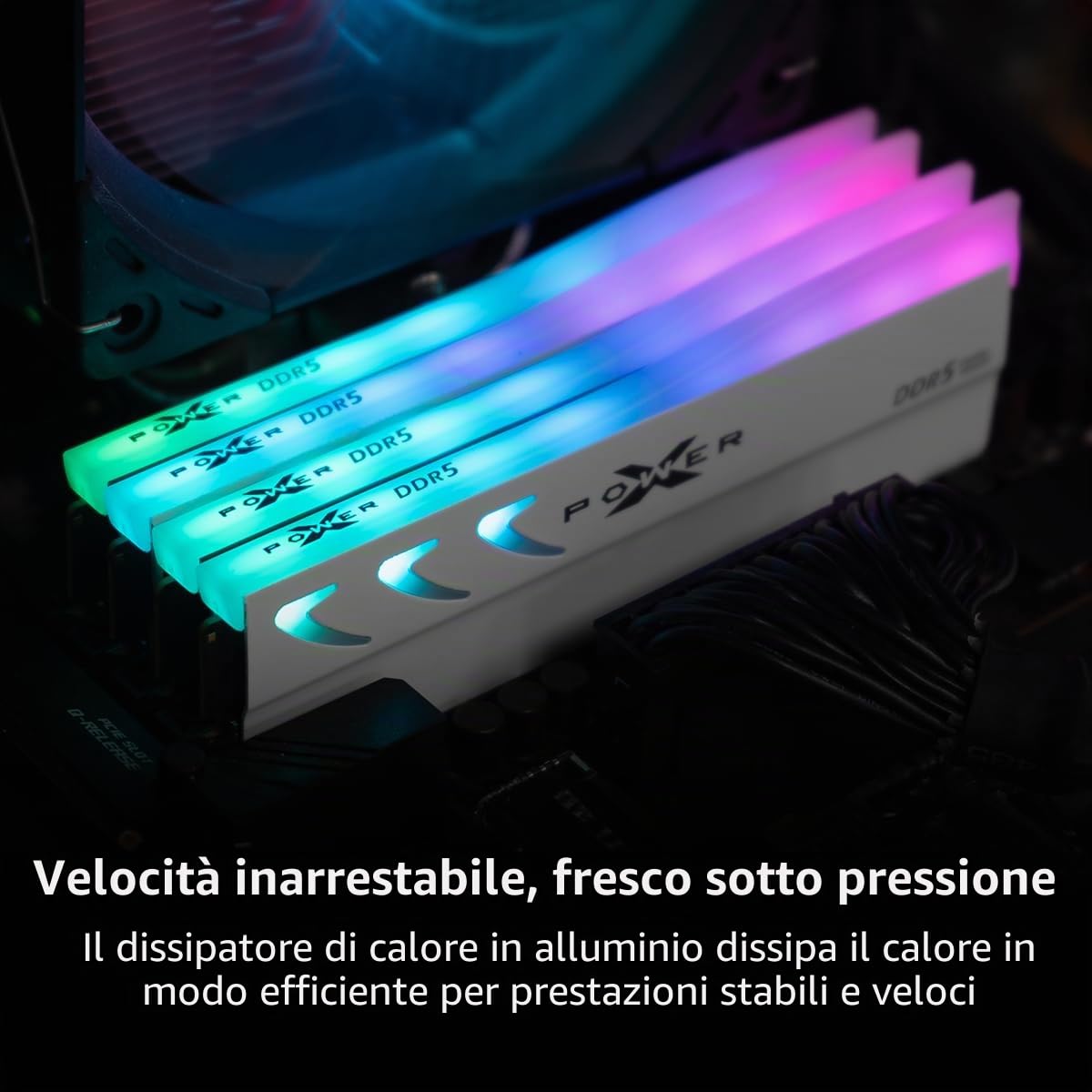Silicon Power Storm SP032GXLWU64AFDK - Memoria RAM DDR5 da 32 GB (2 x 16 GB) RGB 6400MT/s (PC5-51200) 288 pin CL32 1,4 V UDIMM Desktop con dissipatore di calore, grigio