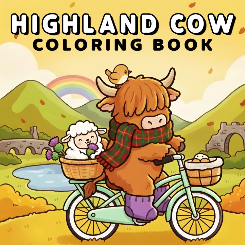 Highland Cow Coloring Book: 50+ A Beautiful and Easy Coloring Pages Featuring Beautiful Scottish Cows for Teens, Adults for Relaxation