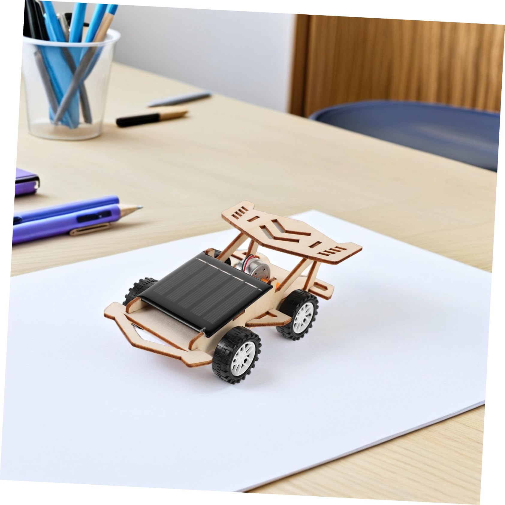 ibasenice Kit de Voiture Solaire en Bois à Monter Soi-même pour Garçon et Filles, 3 Sets DIY Éducatifs Stem Moteur Électrique, pour Bricolage Familial et Apprentissage Scientifique