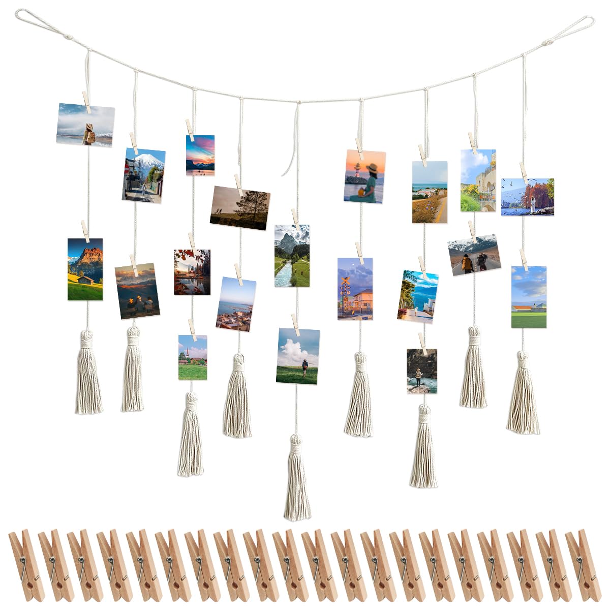 Portafoto Da Parete Con Mollette - Cornice Multipla Fai Da Te Per Decorare - Foto 7