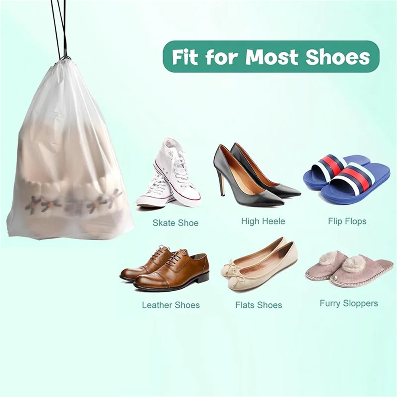 40-teilige Schuhbeutel for die Reise, wasserdichte Schuhbeutel-Set mit Kordelzug, tragbare Aufbewahrungstasche, staubdicht, Schuh-Organizer, Kosmetik-Organizer Für Reisen