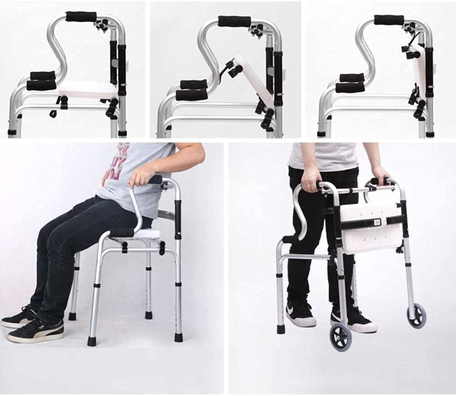 Chodzik Rollator Chodzik Standardowy chodzik Rollator Pomocniczy chodzik Osoby w podeszłym wieku, niepełnosprawni chodzik ze stopu aluminium Maksymalne obciążenie 400 funtów Tęsknota za Comfortable