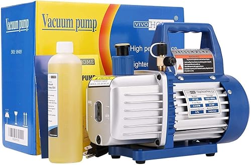 Miniatura 2 de VIVOHOME Bomba de vacío de aire de paleta giratoria de una sola etapa de 110V 14 HP 3.5 CFM con botella de aceite y 110-120V AC 60Hz 34HP Juego de