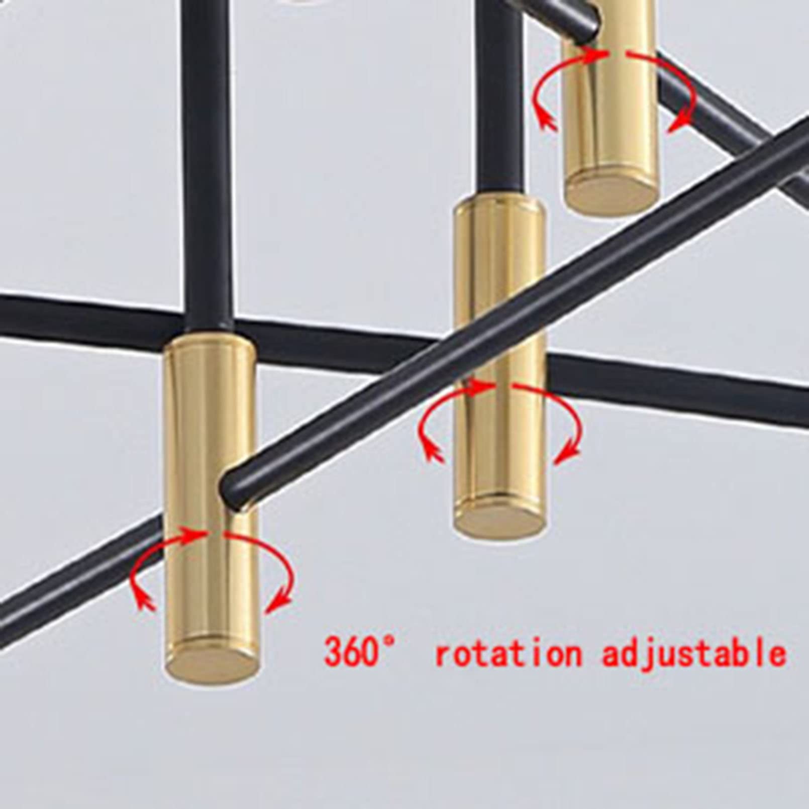 Industrial Dormitorio E27 Luces De Techo Moderno Suspensión Sala Candelabro Negro Metal Sputnik Lámpara De Techo Ángulo Ajustable De 180 ° 6 Luces Semi-Incasso Semi Empotrado Candelabro