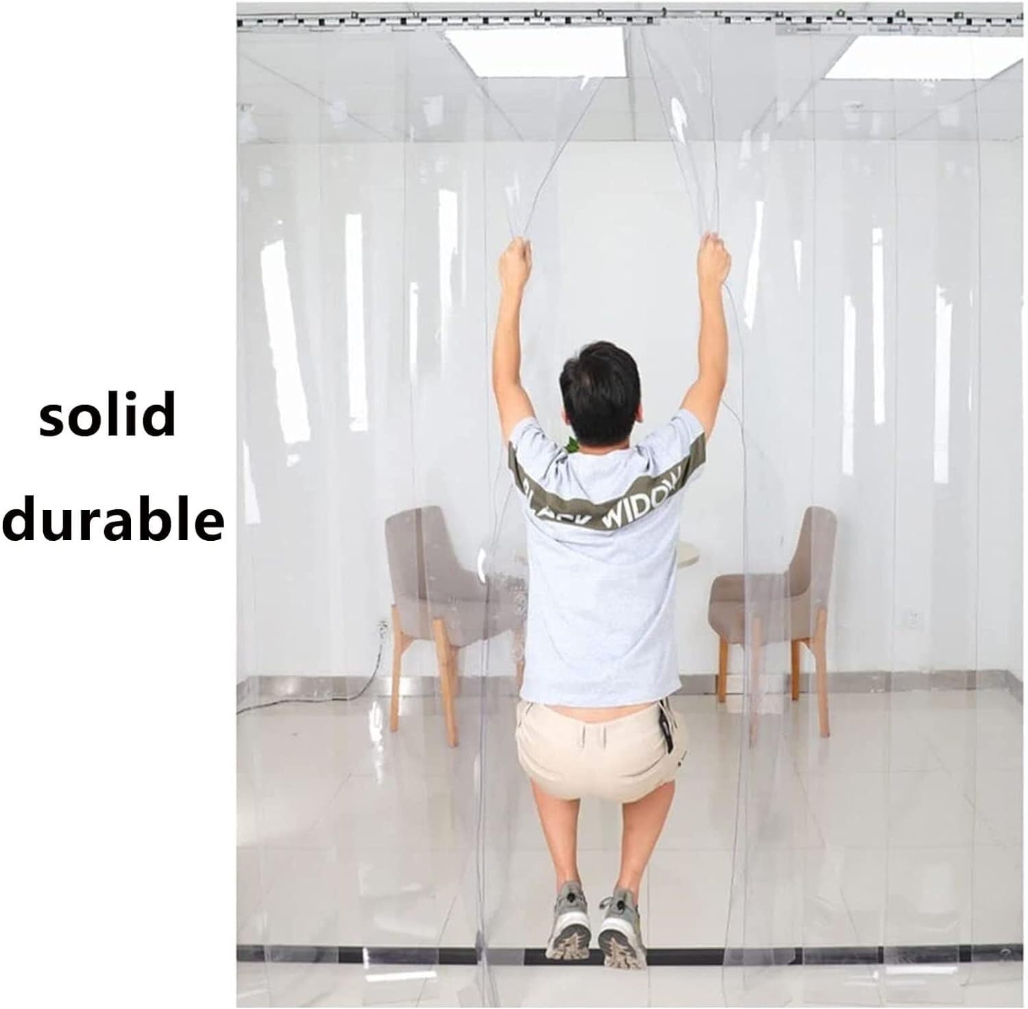 Wodoodporna zasłona z taśmą PCW, winylowa zasłona na drzwi do firm, fabryki i garażu, izolowana konstrukcja, 0,9 x 2,2 m, przemysłowa zasłona termiczna do drzwi