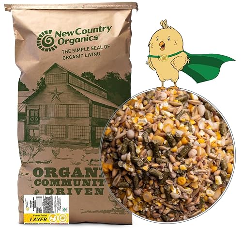 New Country Organics I Power Pellet Layer Feed 40 lbs I Layer Feed for Laying Hens I Soy-Free I 17% Protein I Certified Organic and Non-GMO I 40 lbs