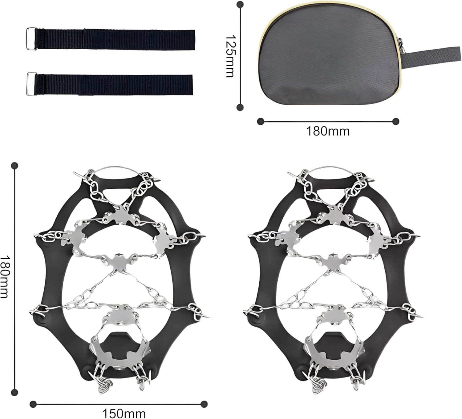 Crampons Neige et Glace pour Chaussures avec Griffes en Acier. Idéal pour Sports de Plein air, randonnées et promenades en Hiver