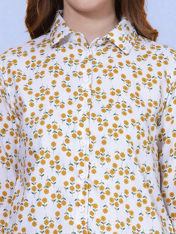Image of OOMPH! Rayon Floral Printed Shirt for Women | Collared, Full Sleeve | Women's Button Down Shirt | TOP Stylish | Office & Casual